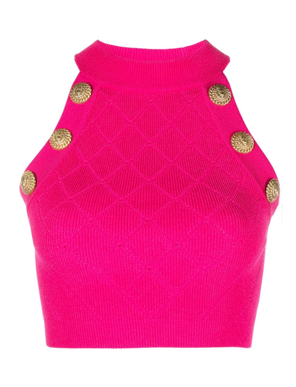Balmain 6-button knit tank top