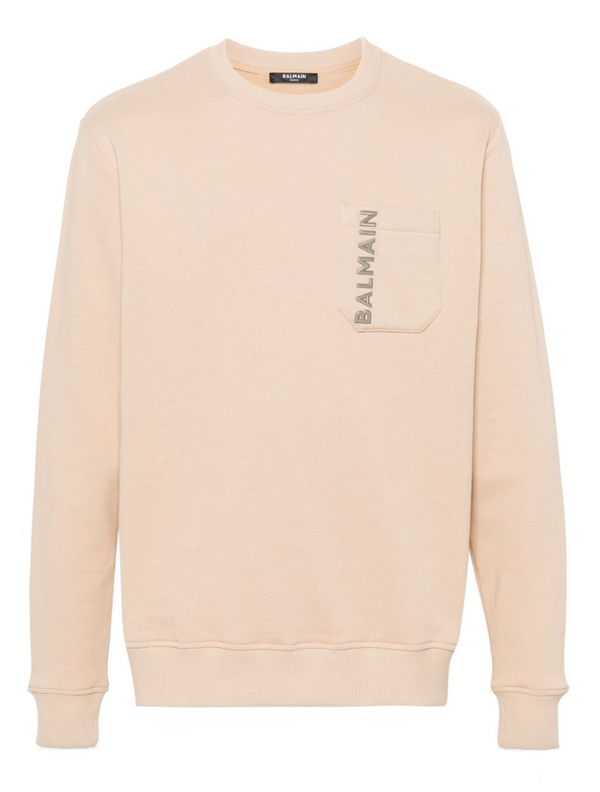 Balmain laminate cotton sweatshirt with logo