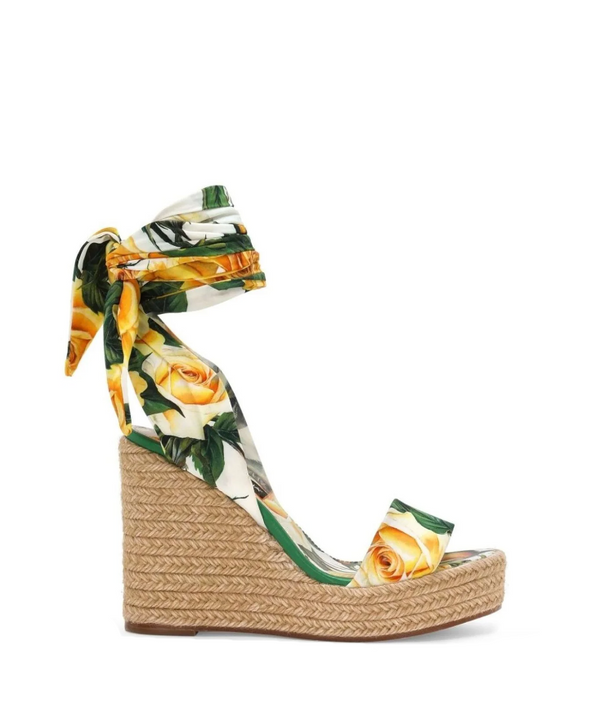 Dolce & Gabbana Floral Printed Ankle Strap Sandals