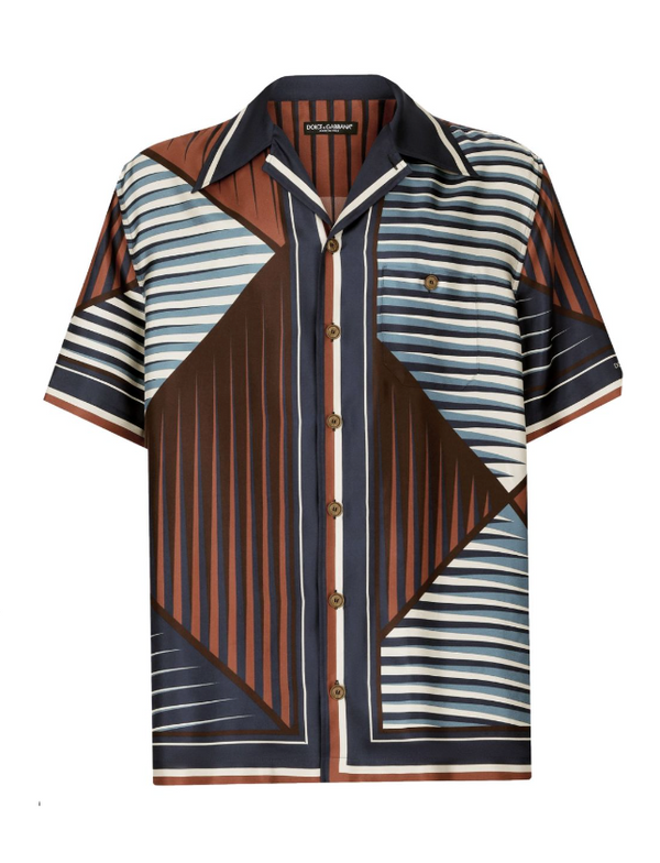 Dolce & Gabbana stripes-print poplin Hawaiian shirt