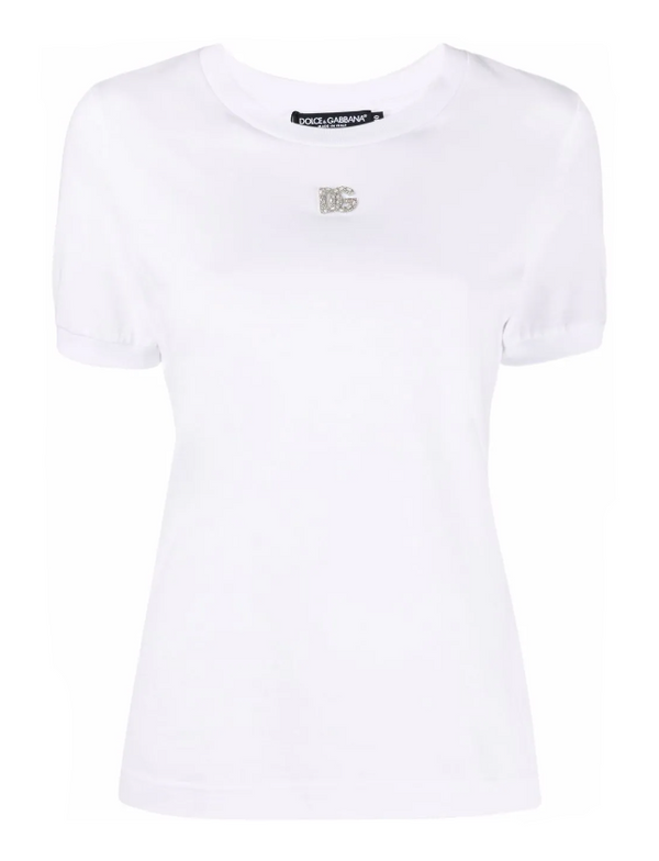 Dolce & Gabbana cotton t-shirt with crystal dg logo