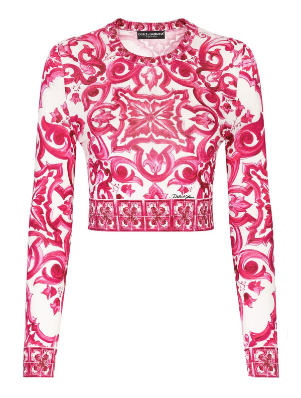 Dolce & Gabbana Maiolica-print cropped jumper