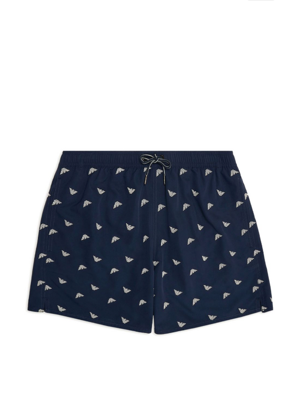 Emporio Armani swim trunks with drawstring and embroidered eagles