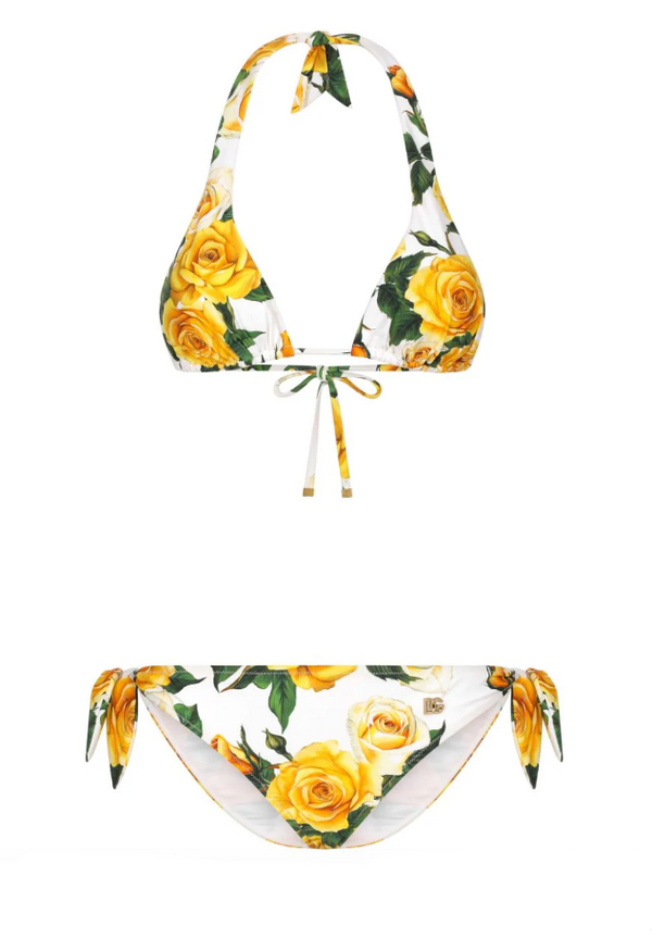 Dolce & Gabbana Yellow Rose triangle bikini set