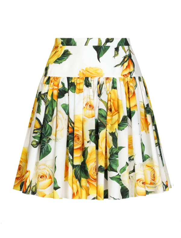 Dolce & Gabbana rose-print cotton mini skirt
