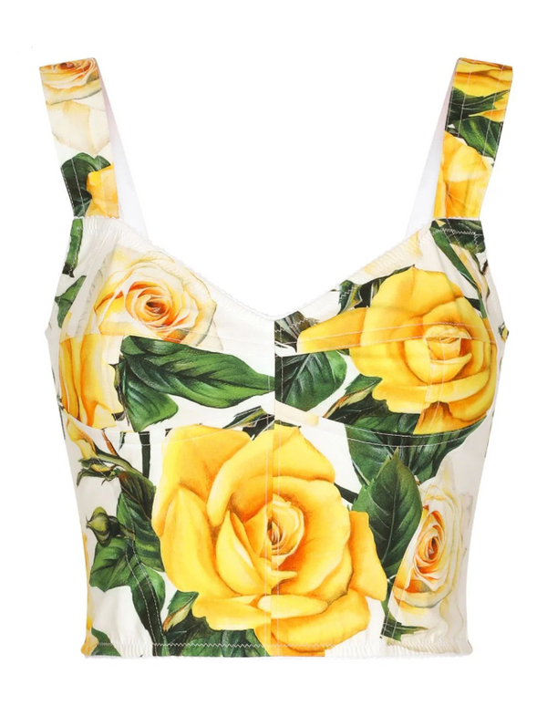 Dolce & Gabbana rose-print corset top