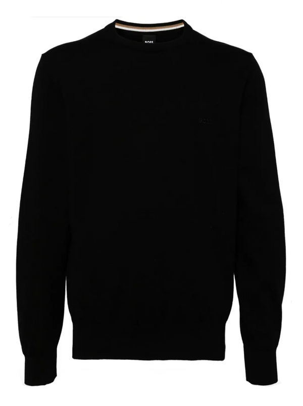 BOSS crew-neck sweater in cotton with embroidered logo