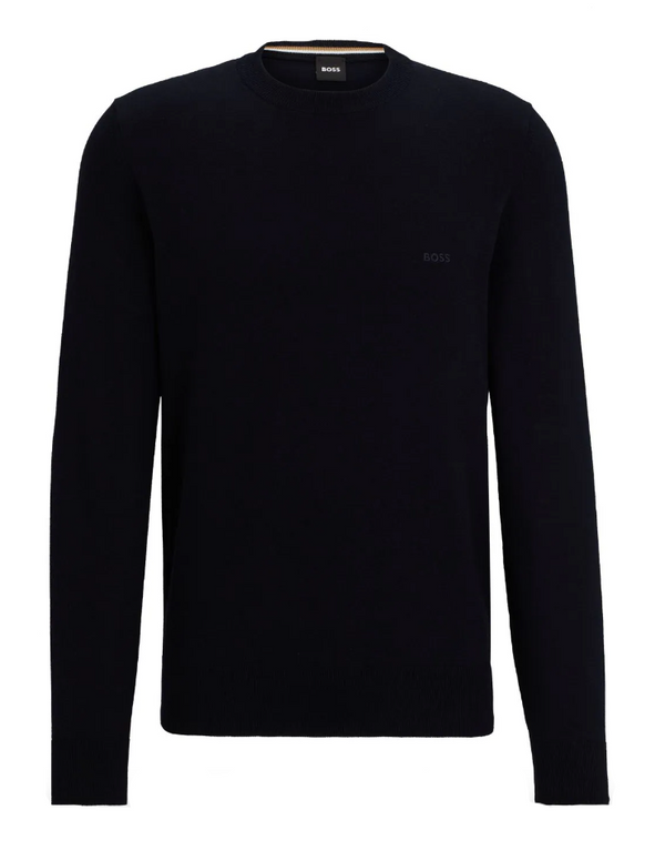 BOSS crew-neck sweater in cotton with embroidered logo