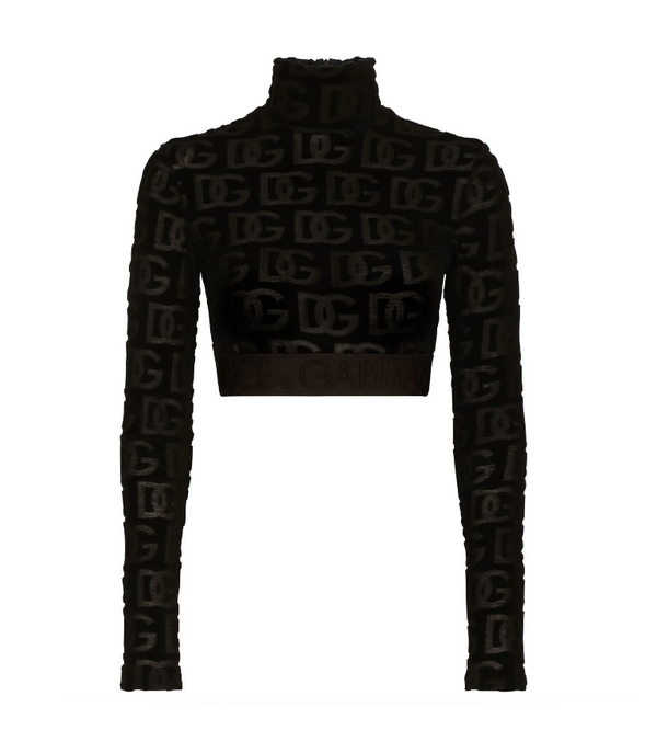Dolce & Gabbana logo-print roll-neck crop top