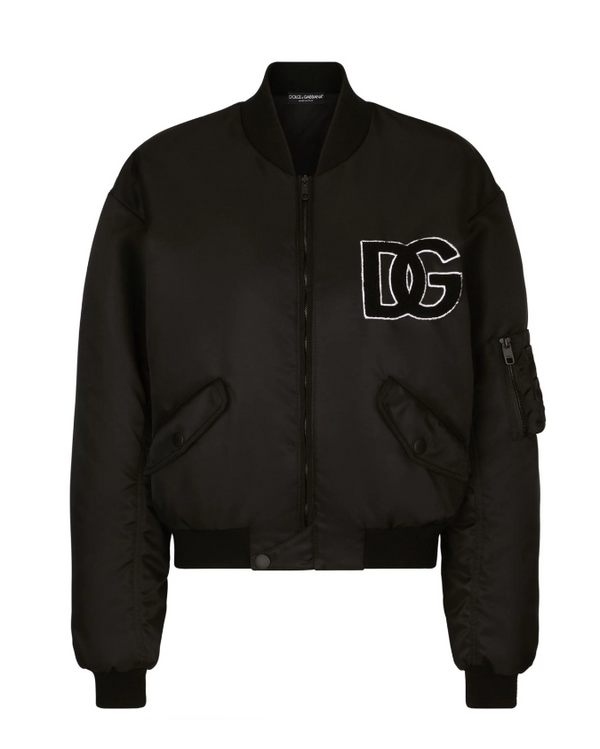 Dolce & Gabbana logo-patch zip-up bomber jacket