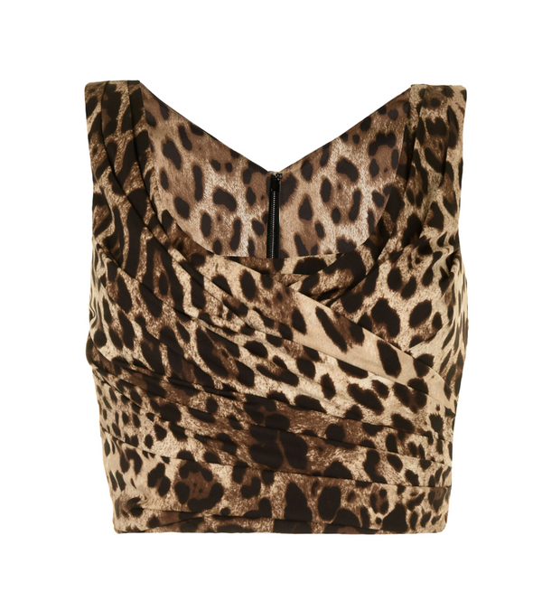 Dolce & Gabbana leopard-print draped crop top