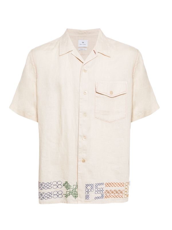 PS Paul Smith contrast-stitching linen shirt