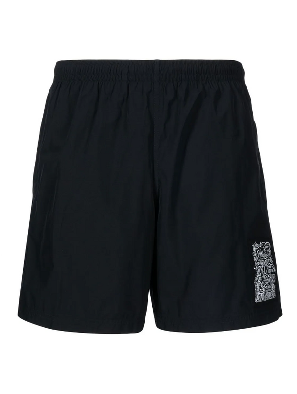 Alexander McQueen embroidered-logo swim shorts