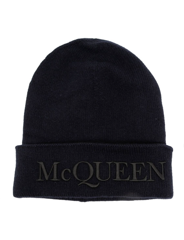 Alexander McQueen logo-print cashmere beanie