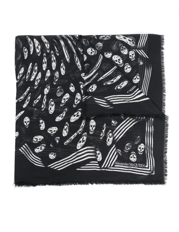 Alexander McQueen skull-print frayed scarf