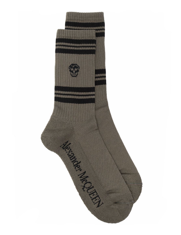 Alexander McQueen stripe and skull-embellished socks