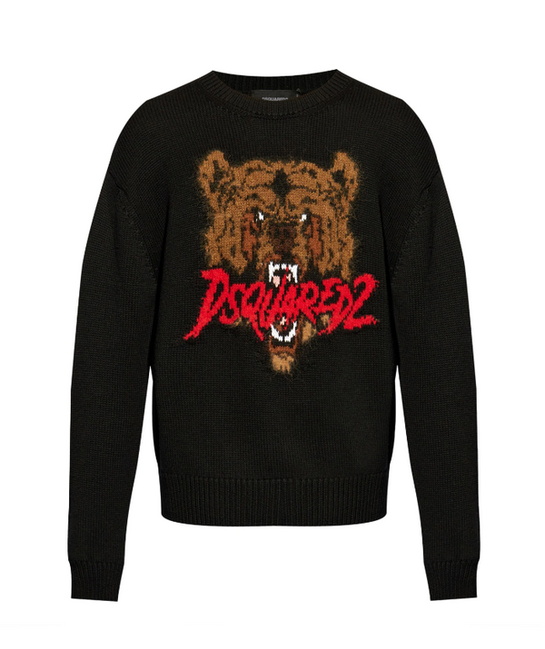 Dsquared2 intarsia knit-logo wool-blend jumper