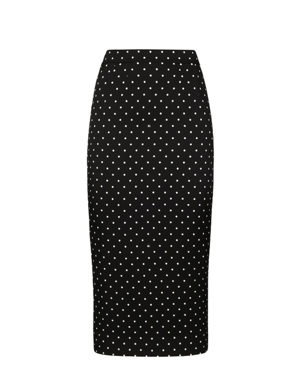 Dolce & Gabbana stretch silk charmeuse pencil skirt with polka-dot print