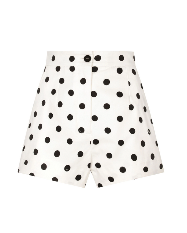 Dolce & Gabbana high-waisted drill shorts with polka-dot print