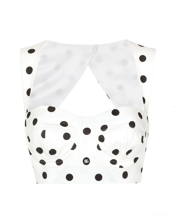 Dolce & Gabbana cotton drill corset top with polka-dot print