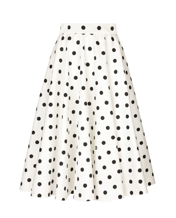 Dolce & Gabbana stretch cotton drill circle skirt with polka-dot print