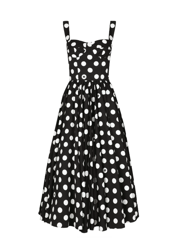 Dolce & Gabbana poplin calf-length corset dress with polka-dot print