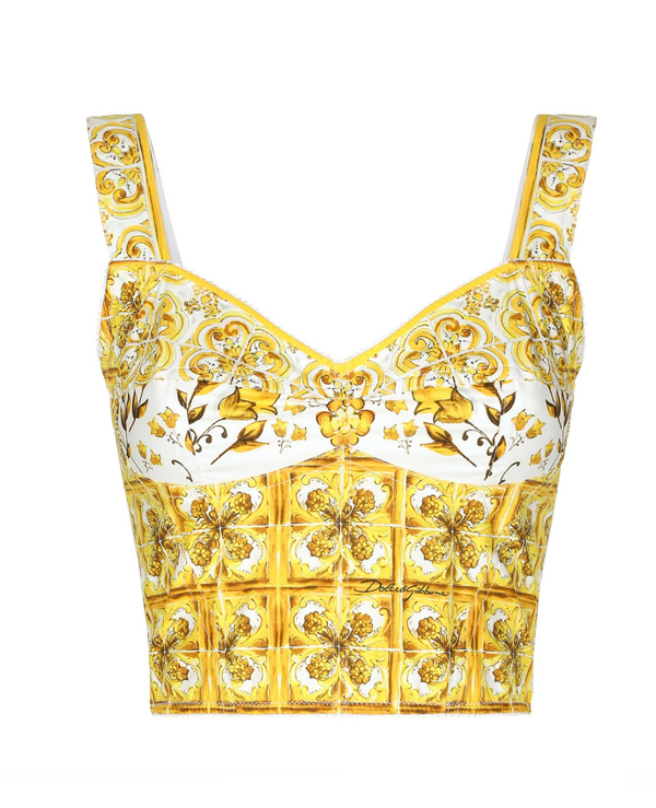 Dolce & Gabbana Majolica-print corset crop top