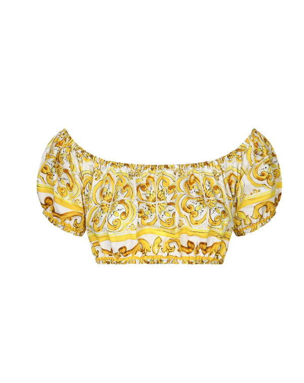 Dolce & Gabbana Majolica-print cotton crop top