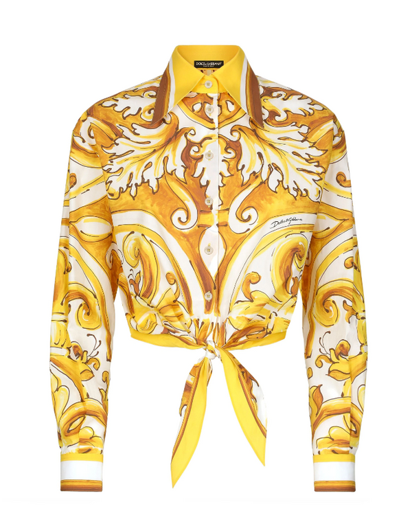 Dolce & Gabbana Majolica-print knotted shirt