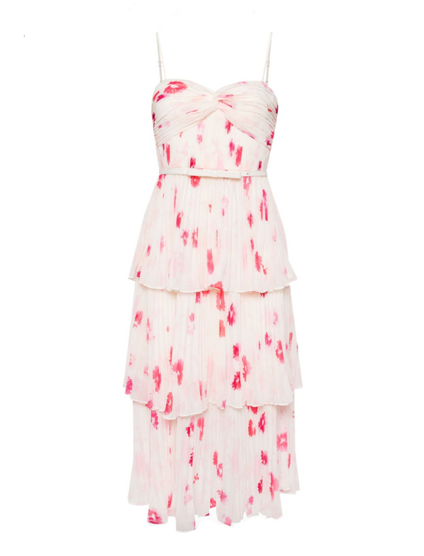 Self-Portrait printed chiffon tiered midi dress