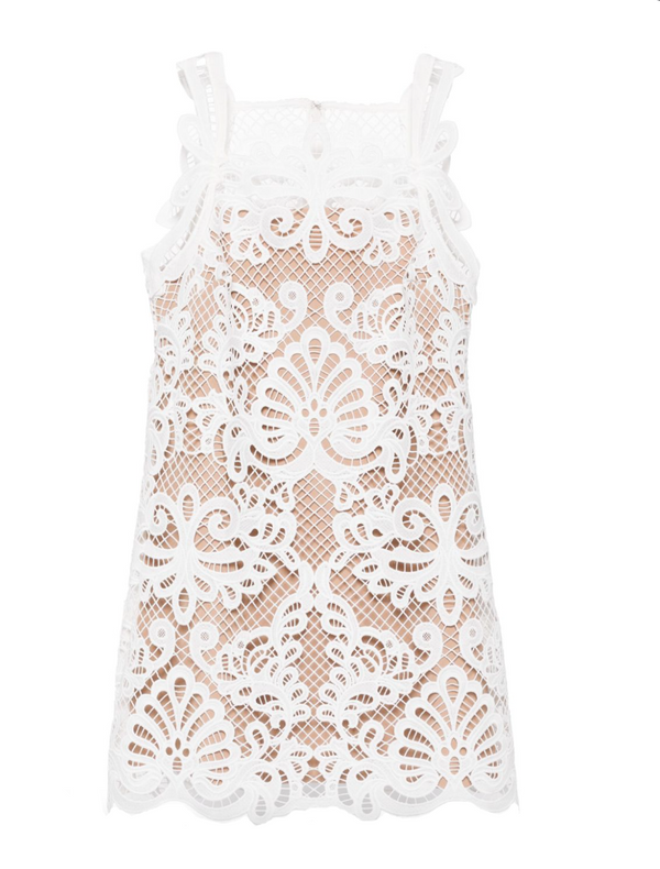 Self-Portrait white Guipure lace mini dress