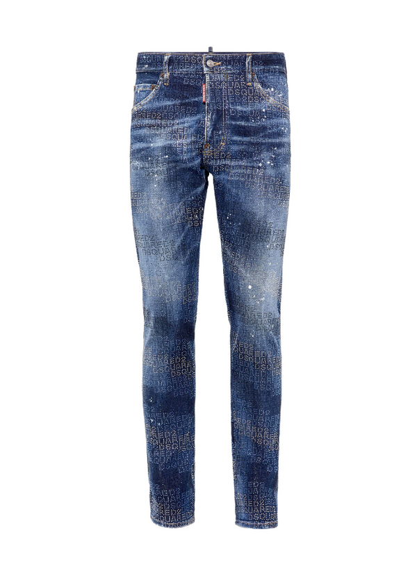 Dsquared2 allover logo crystals wash cool guy jeans