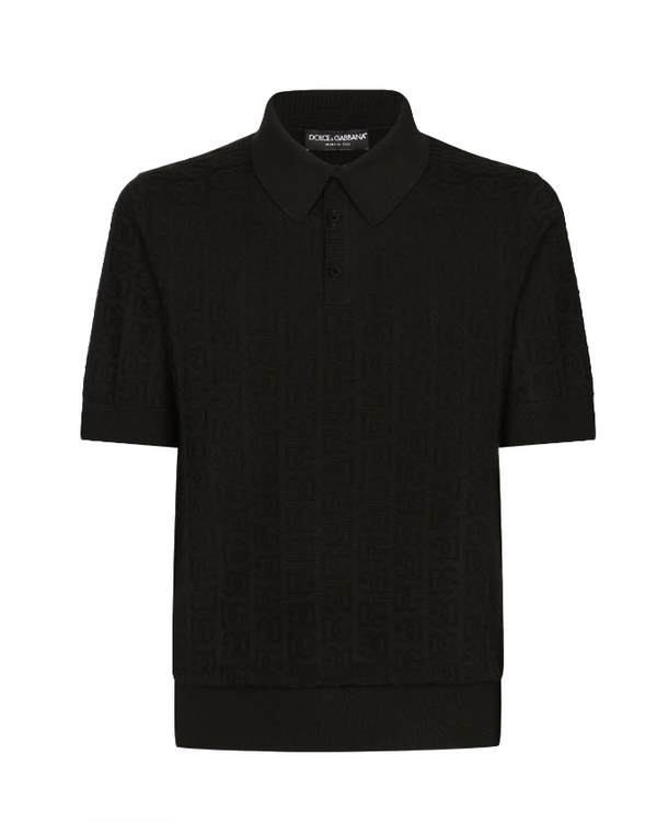 Dolce & Gabbana monogram-jacquard silk polo shirt