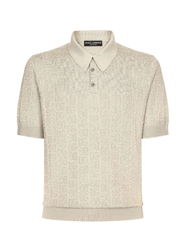 Dolce & Gabbana monogram-jacquard silk polo shirt