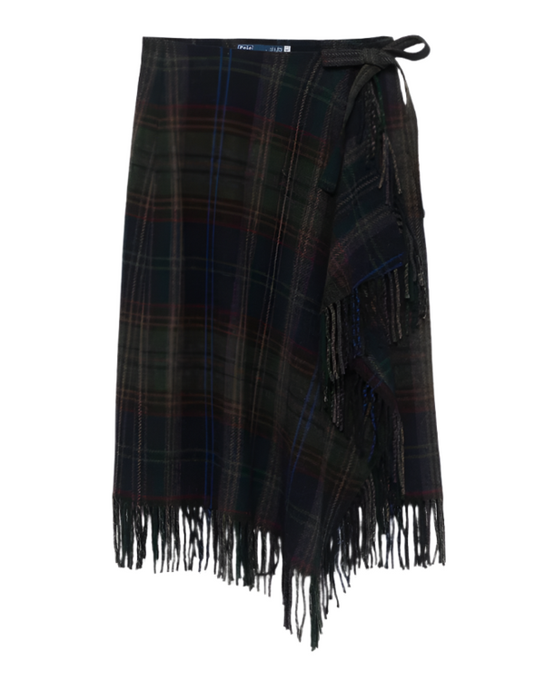 Polo Ralph Lauren fringe-trim plaid wrap skirt