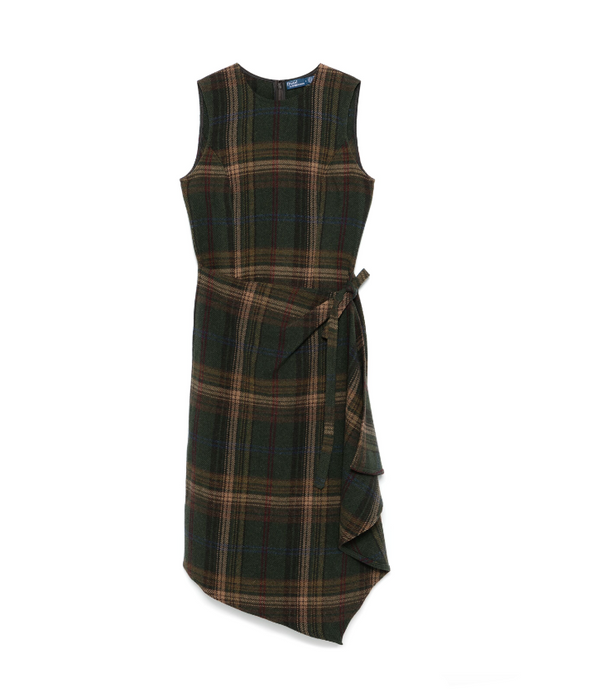 Polo Ralph Lauren plaid faux-wrap sleeveless dress