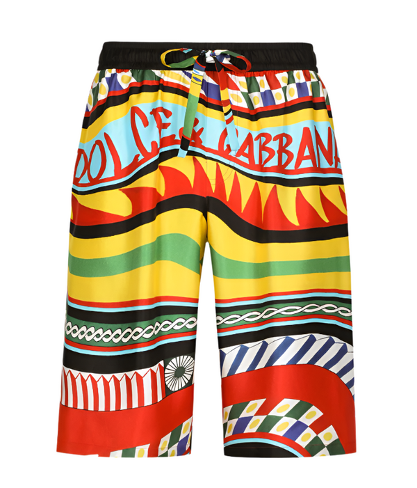 Dolce & Gabbana Carreto-print silk bermuda shorts