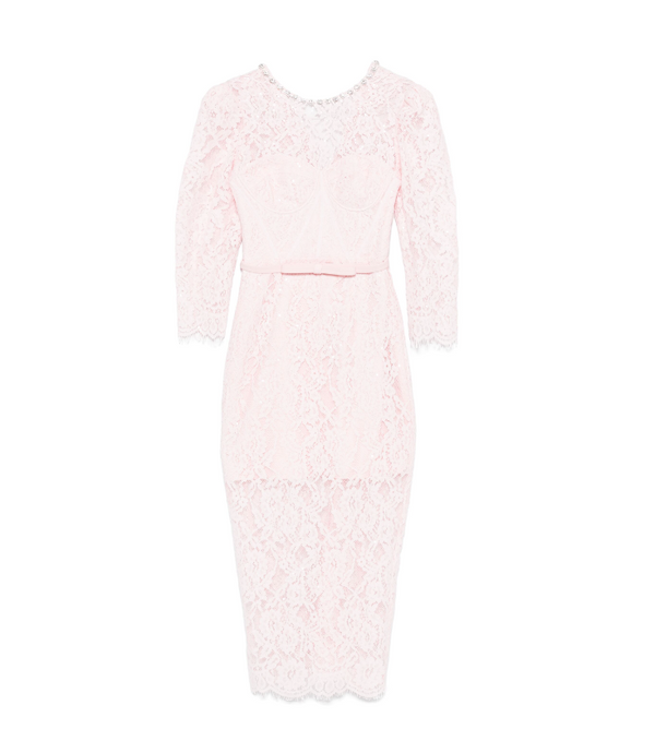 Self-Portrait pink lace bustier midi dress