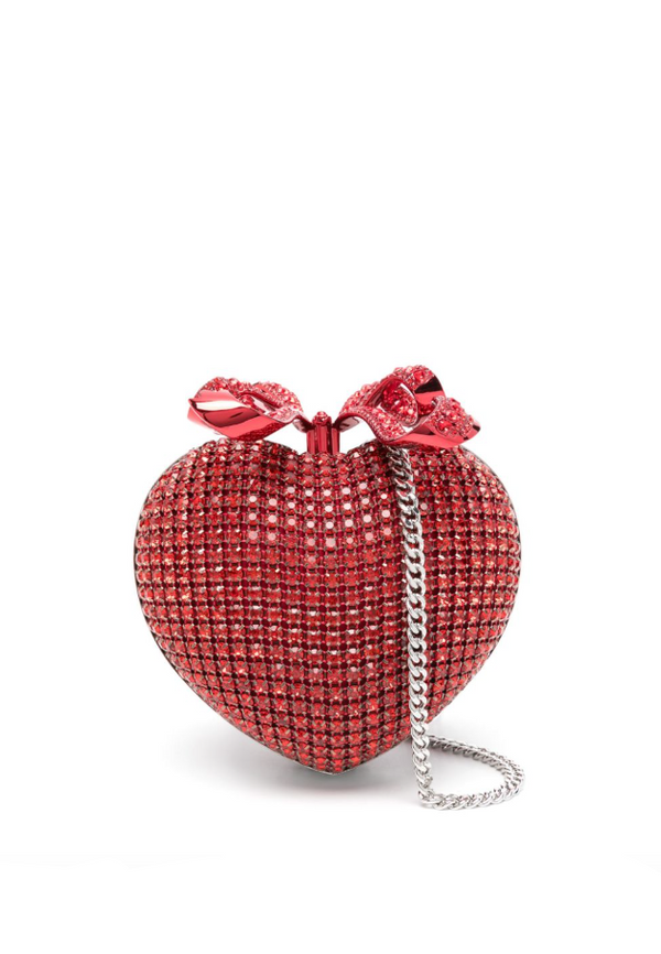 Self-Portrait red crystal heart clutch