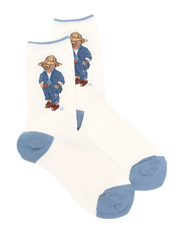 Polo Ralph Lauren White Polo Bear Crew Socks