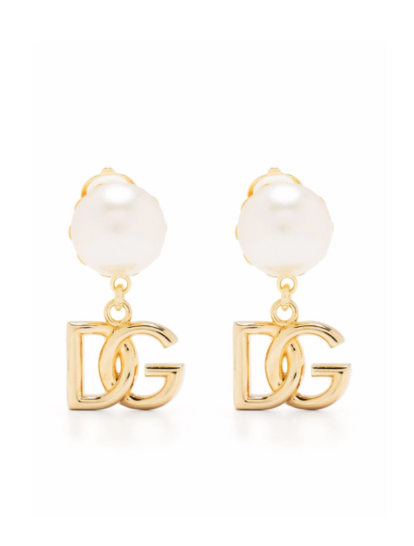 Dolce & Gabbana DG-logo drop pearl earrings