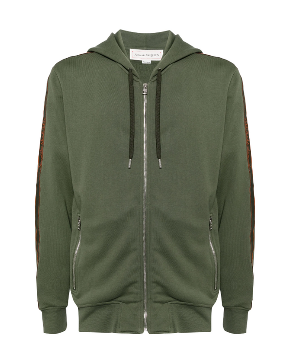 Alexander McQueen logo strip zip-up hoodie