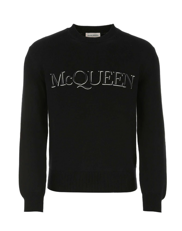 Alexander McQueen logo-embroidered knitted jumper