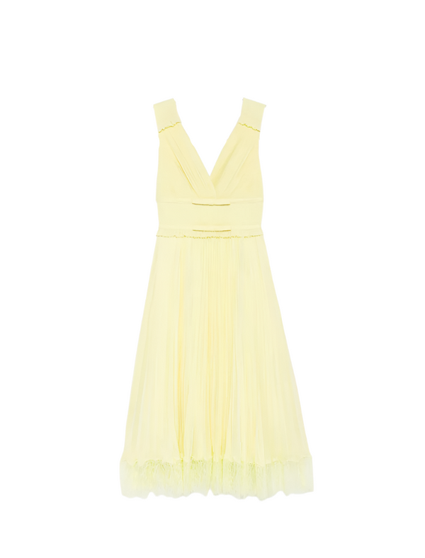 Self-Portrait yellow chiffon midi dress
