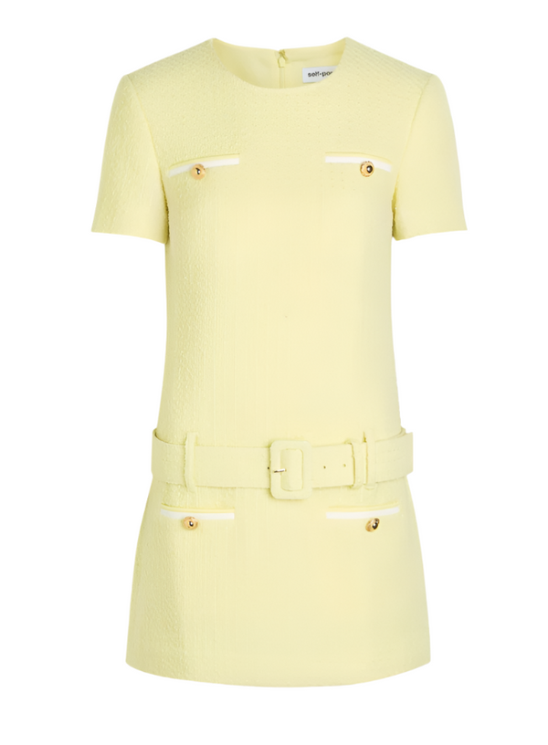 Self-Portrait yellow boucle mini dress