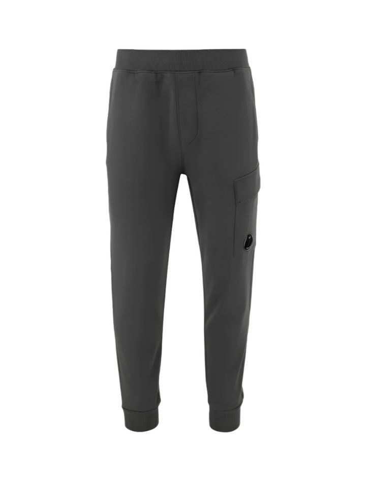 Grey jogger pants on a white background