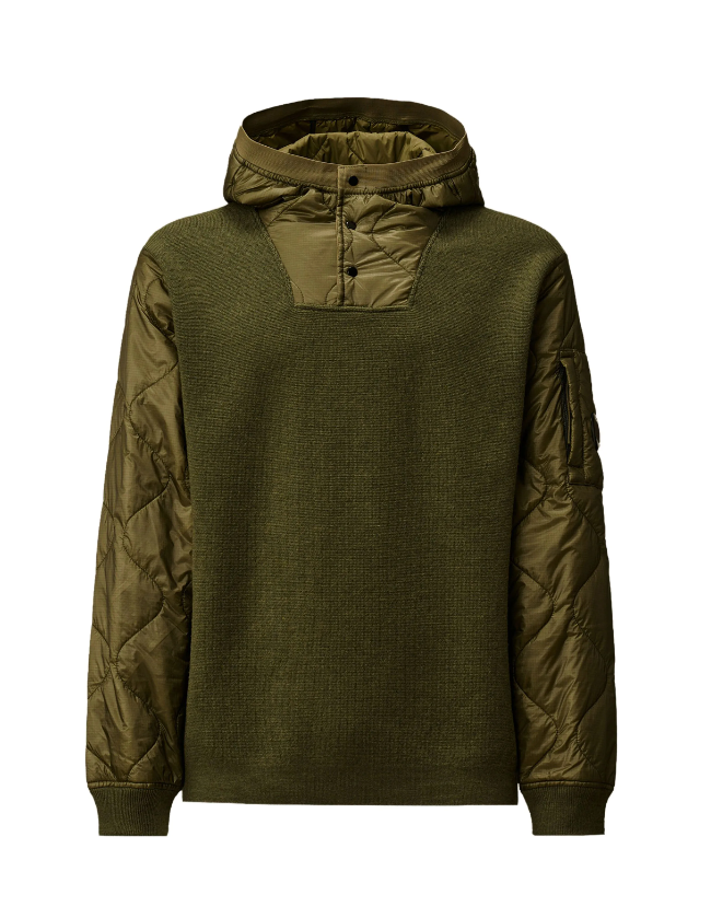 Green hooded jacket on a white background