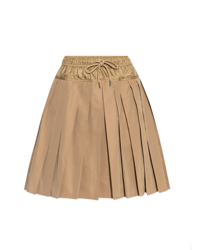 Beige pleated skirt on a white background