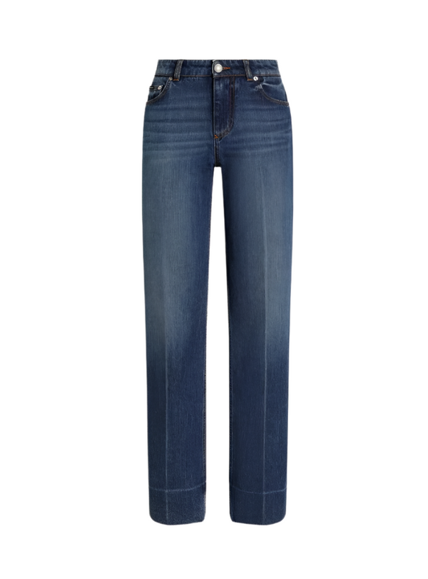 Pair of blue jeans on a white background