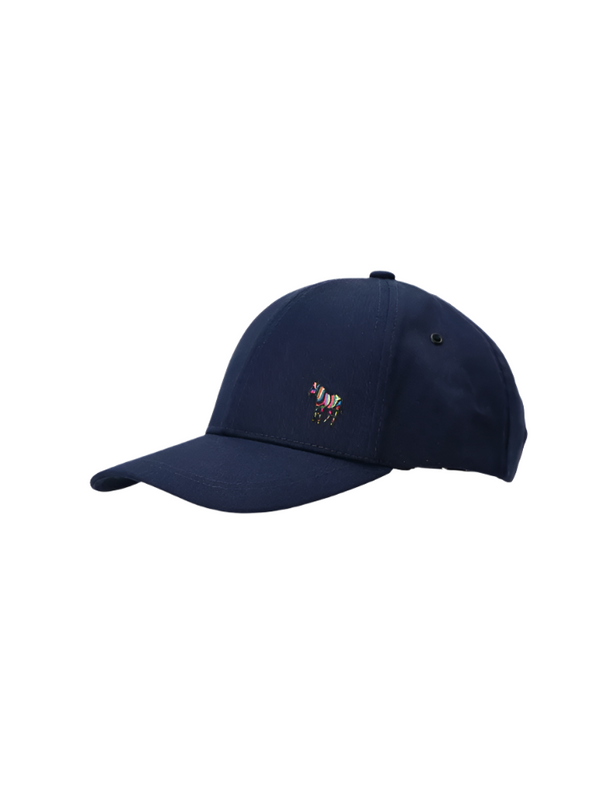 Navy blue cap with a small logo on a white background